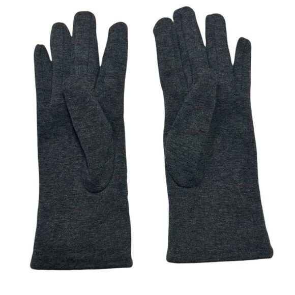 Large WOOL Blend Gray Gloves with Pom Pom Ball Warm Gloves Mittens Wool Gloves - Picture 3 of 7